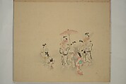 Album of Sketches, Yūkakudō 幽覚堂 (Japanese), Woodblock printed book (orihon, accordion-style); ink and color on paper, Japan