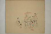 Album of Sketches, Yūkakudō 幽覚堂 (Japanese), Woodblock printed book (orihon, accordion-style); ink and color on paper, Japan