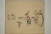 Album of Sketches, Yūkakudō 幽覚堂 (Japanese), Woodblock printed book (orihon, accordion-style); ink and color on paper, Japan
