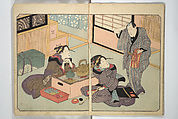 Floating Bridge of Heaven, Yanagawa Shigenobu (Japanese, 1787–1832), Set of three woodblock printed books; ink and color on paper, Japan
