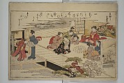 Gifts of the Ebb Tide (The Shell Book) (Shiohi no tsuto) 潮干のつと(都登), Kitagawa Utamaro 喜多川歌麿 (Japanese, ca. 1754–1806), Woodblock printed book (orihon, accordion-style); ink, color, mica, and gold-leaf on paper, Japan