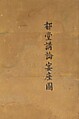 Scenes at the University with Images of the Ancient Sages; Debate and Banquet at the Administration Offices, Pair of six-panel folding screens; ink, color and gold on gilded paper, Japan