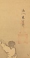 Zhou Maoshu Admiring Lotuses, Kaihō Yūsetsu (Japanese, 1598–1677), Hanging scroll; ink on silk, Japan