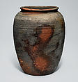 Widemouthed jar (kame) with wave pattern, Stoneware with incisions and fire marks (Bizen ware), Japan