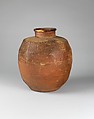 Shigaraki Tea Jar (Chatsubo), Stoneware with natural ash glaze; gold lacquer repairs (Kyoto ware, Shigaraki type), Japan