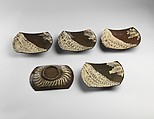 Five Dishes with Wave Design, Glazed stoneware (Utsutsugawa ware), Japan