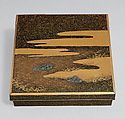 Writing Box (Suzuribako) with “Dream in Naniwa” Design, Lacquered wood with gold, silver takamaki-e, hiramaki-e, and silver inlay, Japan