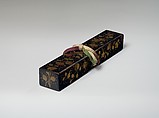 Scroll Box (Jikumono-bako) with Paulownia and Autumn Grasses, Lacquered wood with gold hiramaki-e and e-nashiji (“pear-skin picture”), Japan