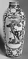 Vase with figures, Soft paste porcelain with low relief decoration and painted in underglaze cobalt blue (Jingdezhen ware), China
