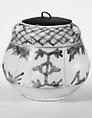 Water jar, Porcelaneous stoneware painted in underglaze blue, with applied decoration (Arita ware, Imari type), Japan