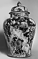 Covered jar with birds and flowers, Porcelain painted inpolychrome enamels over black ground (Jingdezhen ware, famille noire), China