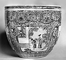 Fish bowl with figural scenes, Porcelain painted with colored enamels under a transparent glaze (Jingdezhen ware), China