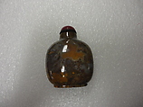 Snuff Bottle, Burmese agate with ruby glass stopper, China
