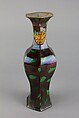 Hexagonal vase with lion-head handles, Biscuit with polychrome enamels (Jingdezhen ware), China