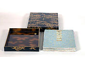 The Tale of the Bamboo Cutter, Hand-illustrated set of three volumes; ink, color, gold, and silver on paper, Japan