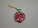 Pendant with floral designs, Tourmaline, China