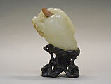Snuff Bottle, White and brown nephrite with rose quartz stopper, China