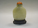 Snuff Bottle, White nephrite with pink glass stopper, China
