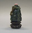 Snuff Bottle, Bloodstone agate with pink tourmaline stopper, China