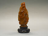 Snuff Bottle, Carnelian agate, stand of same, China