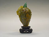 Snuff Bottle, Murrhina agate with green glass stopper, China