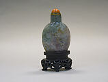 Snuff Bottle, Matrix agate with coral stopper, China