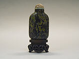 Snuff Bottle, Volcanic stone with coral stopper, China