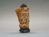 Snuff Bottle, Coral with silver stopper inlaid with stones, China