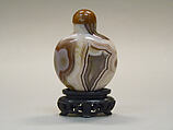 Snuff Bottle, Ribbon agate with agate stopper, China