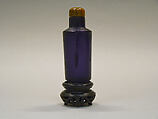 Snuff Bottle, Purple glass with amber stopper, China