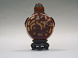Snuff Bottle, Peking glass with amber stopper, China