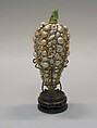 Snuff Bottle, Baroque seed pearls, green jadeite stopper, China