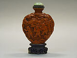 Snuff Bottle with Children at Play, Carved lacquer, China