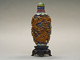 Snuff Bottle, Porcelain with green jadeite stopper, China