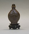 Snuff Bottle, Porcelain with glass and amber stopper, China