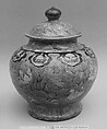 Covered Jar with a scene of lotus pond, Stoneware with relief decoration under colored glaze (Fahua ware), China