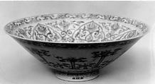Bowl, Porcelain decorated with blue under the glaze (Arita ware, Imari type), Japan