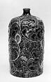 Wine bottle, Faience with enamels; designs in low relief (Kyoto ware), Japan