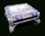 Square Stand with Dutch Landscape, Faience decorated in the Delft style (Kyoto ware), Japan