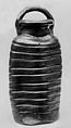 Vase in form of a Funamushi, Stoneware covered with flecked glaze (Bizen ware), Japan