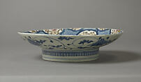Dish with Chinese-Style Flowers, White porcelain decorated with colored enamels (Nabeshima ware), Japan