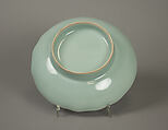 Dish Incised with Floral Design, Porcelain with molded floral relief and celadon glaze (Nabeshima ware), Japan