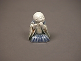 Chinese child with musical instrument, Porcelain with underglaze blue and iron decoration (Hirado ware), Japan