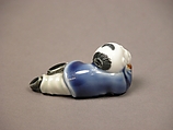 Child Lying Down, Porcelain with underglaze blue and overglaze enamels (Hirado ware), Japan