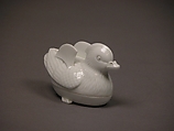 Covered incense box In form of mandarin duck, White porcelain (Hirado ware), Japan
