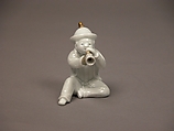 Boy Blowing a Horn, White porcelain with incised decoration and gold (Hirado ware), Japan