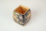 Ash Container (Takigara-ire) for Incense Ceremony, with Family Crest, Pine, Bamboo, and Plum, Lacquered wood with gold, silver togidashimaki-e, hiramaki-e, and cutout gold leaf, Japan