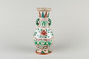 Vase, Porcelain painted with colored enamels over transparent glaze, China