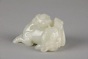 Fantastic animal carrying books, Jade (nephrite), China