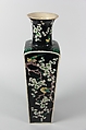 Square vase with birds and flowers, Porcelain painted in polychrome enamels over a black ground (Jingdezhen ware, famille noire), China